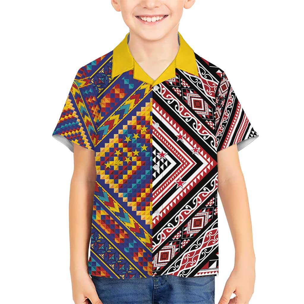 Tuvaluan and New Zealand Culture Kid Hawaiian Shirt The Art of Kolose and Taniko - Polynesian Pride