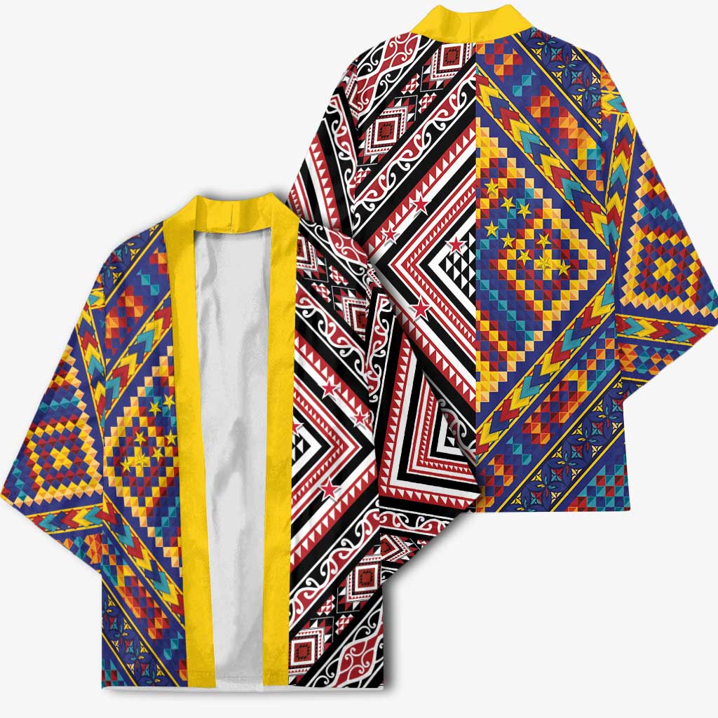 Tuvaluan and New Zealand Culture Kimono The Art of Kolose and Taniko LT03 - Polynesian Pride