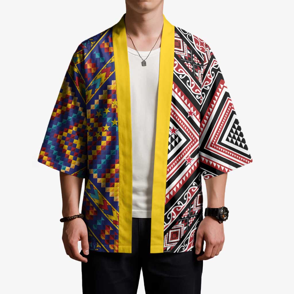 Tuvaluan and New Zealand Culture Kimono The Art of Kolose and Taniko LT03 - Polynesian Pride