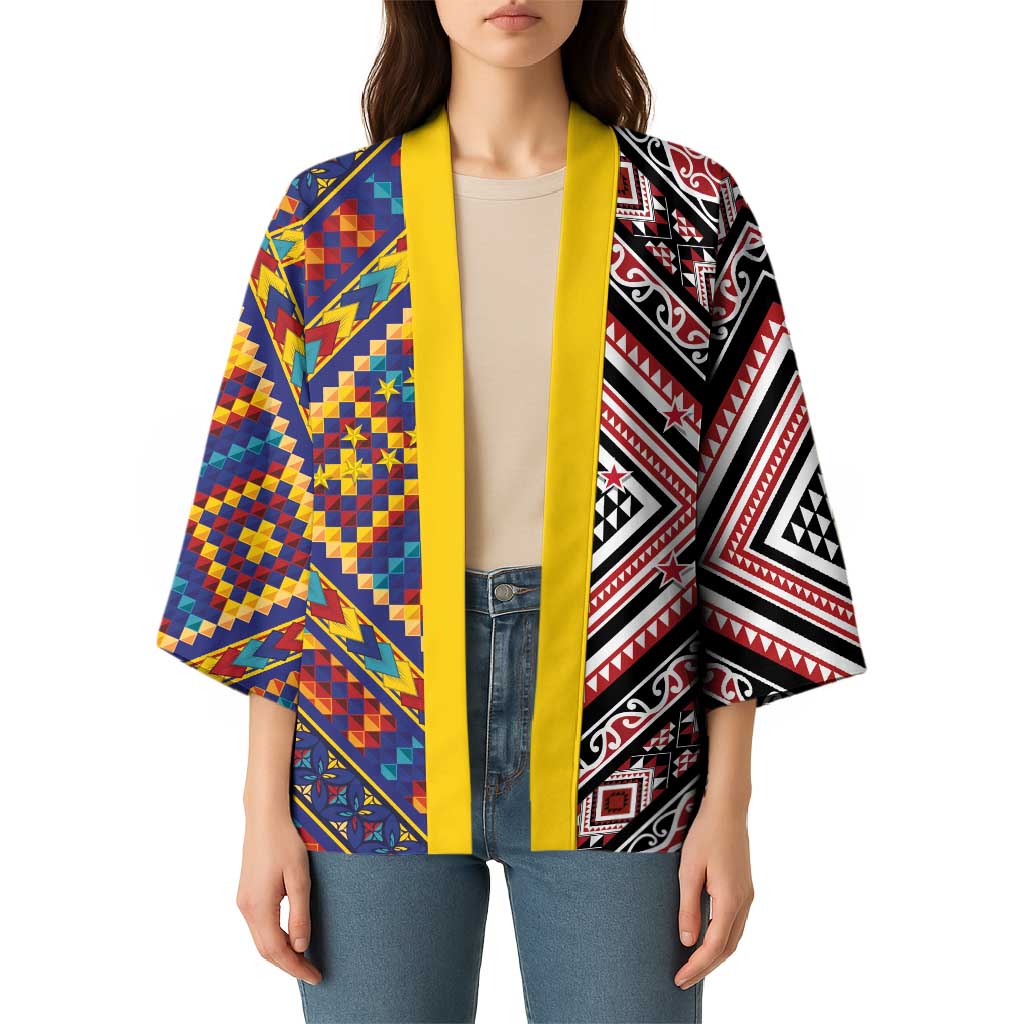 Tuvaluan and New Zealand Culture Kimono The Art of Kolose and Taniko LT03 - Polynesian Pride