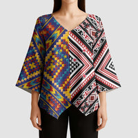 Tuvaluan and New Zealand Culture Kimono Sleeve Blouse The Art of Kolose and Taniko LT03 - Polynesian Pride