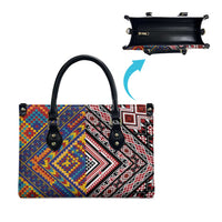 Tuvaluan and New Zealand Culture Leather Bag The Art of Kolose and Taniko LT03 - Polynesian Pride