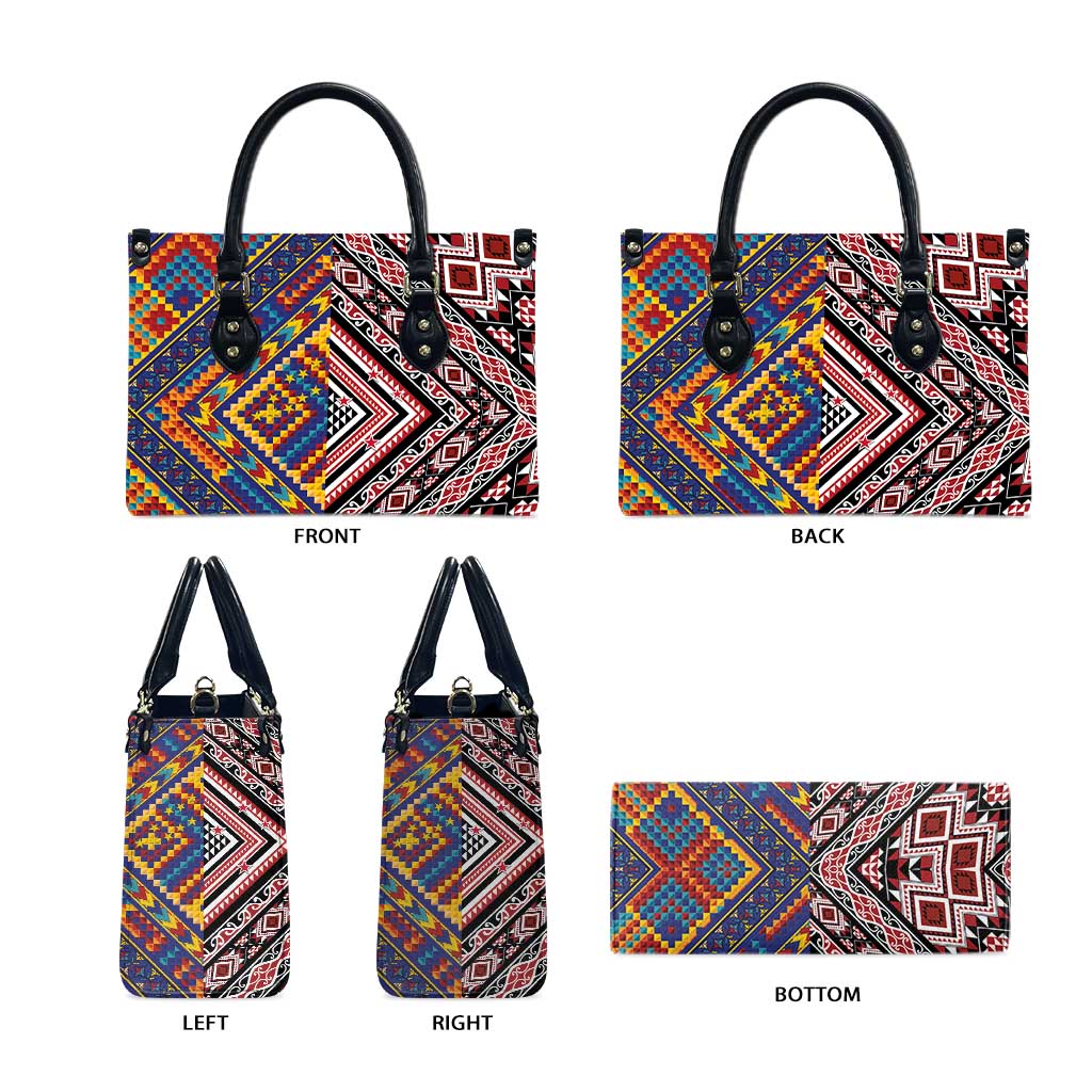 Tuvaluan and New Zealand Culture Leather Bag The Art of Kolose and Taniko LT03 - Polynesian Pride