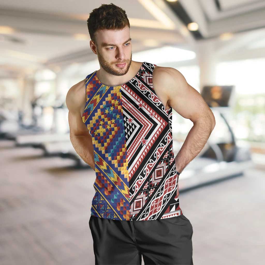Tuvaluan and New Zealand Culture Men Tank Top The Art of Kolose and Taniko - Polynesian Pride