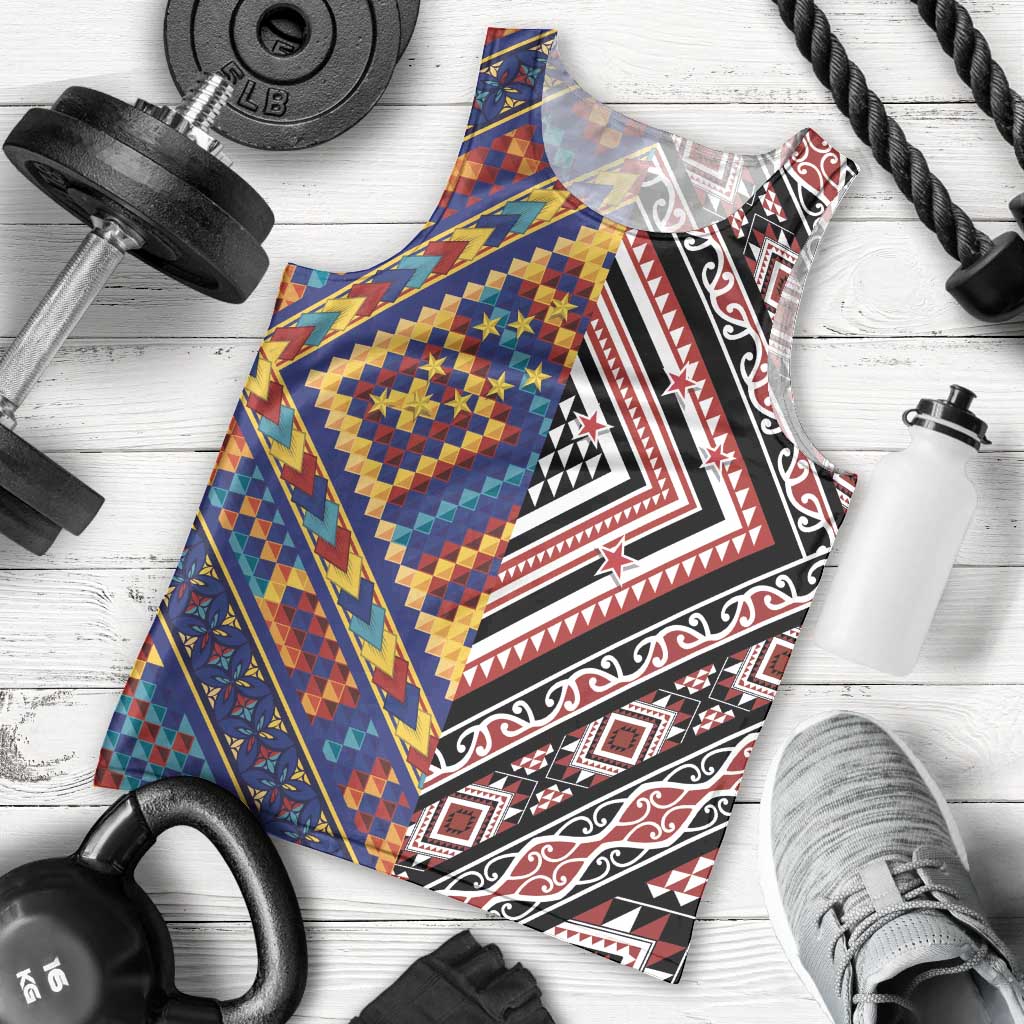 Tuvaluan and New Zealand Culture Men Tank Top The Art of Kolose and Taniko LT03 - Polynesian Pride