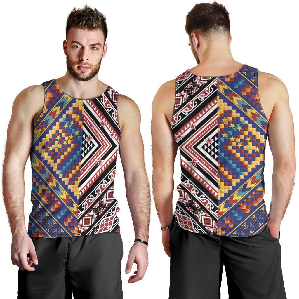 Tuvaluan and New Zealand Culture Men Tank Top The Art of Kolose and Taniko LT03 - Polynesian Pride