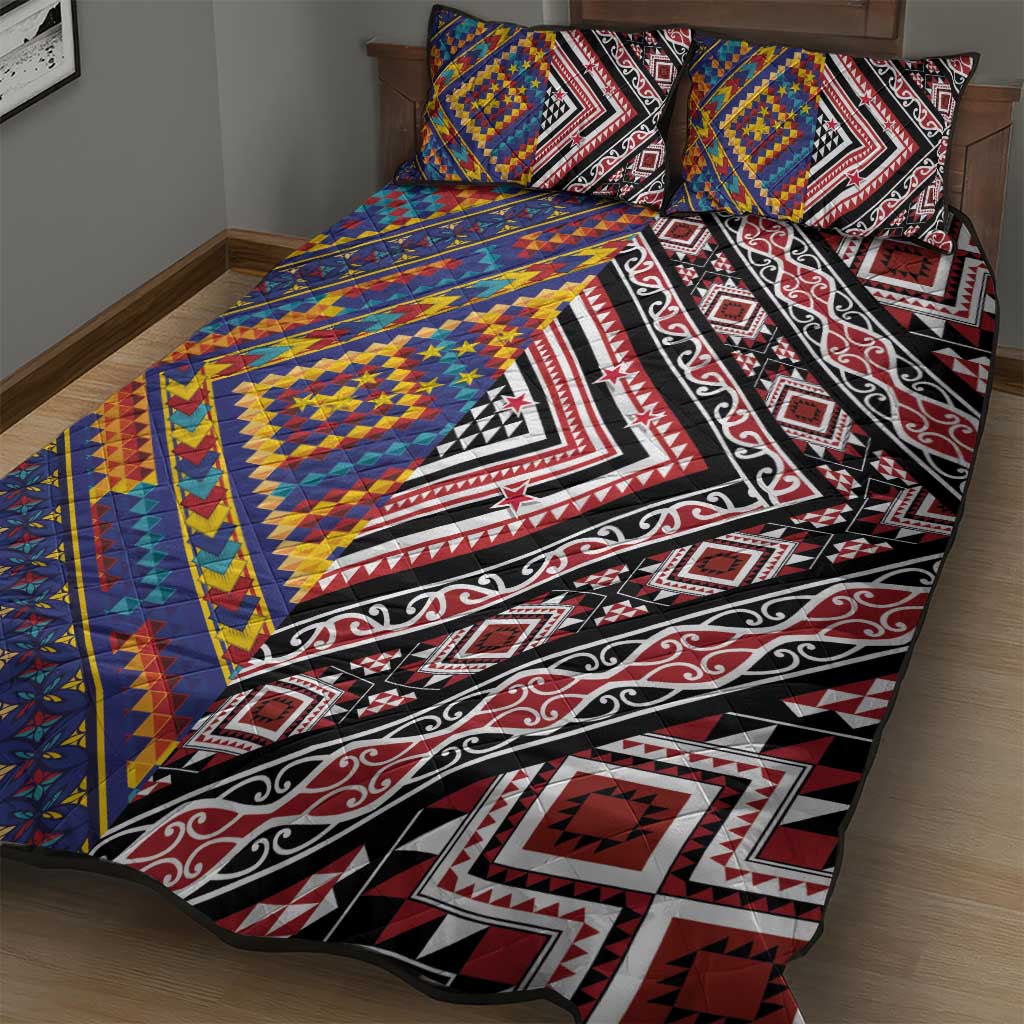 Tuvaluan and New Zealand Culture Quilt Bed Set The Art of Kolose and Taniko LT03 - Polynesian Pride