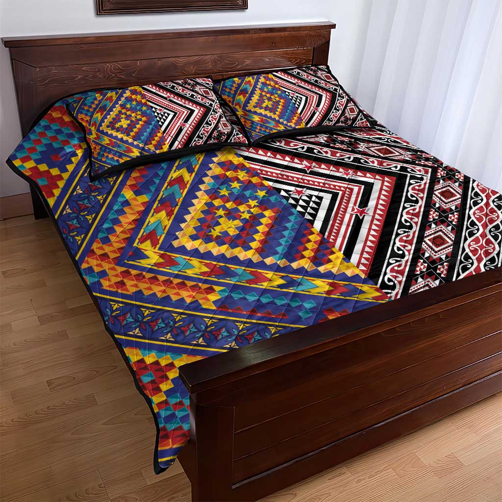 Tuvaluan and New Zealand Culture Quilt Bed Set The Art of Kolose and Taniko LT03 - Polynesian Pride