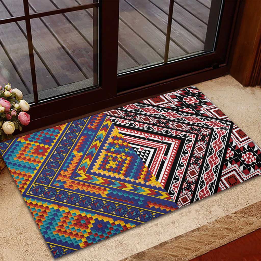 Tuvaluan and New Zealand Culture Rubber Doormat The Art of Kolose and Taniko LT03 - Polynesian Pride