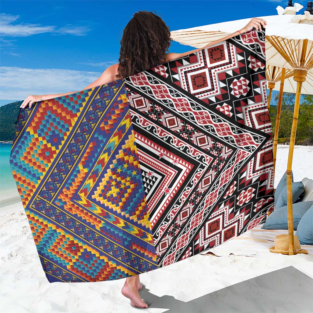 Tuvaluan and New Zealand Culture Sarong The Art of Kolose and Taniko LT03 One Size 44 x 66 inches Navy - Polynesian Pride