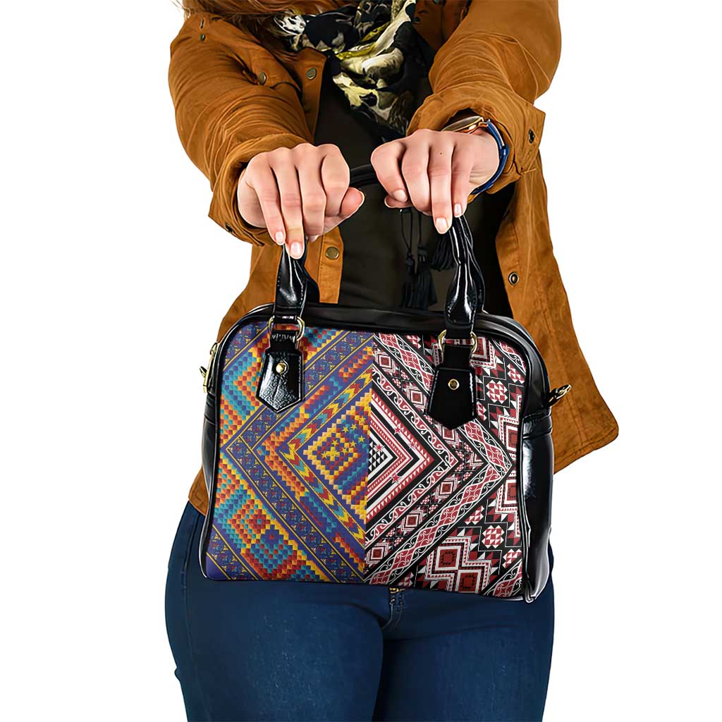 Tuvaluan and New Zealand Culture Shoulder Handbag The Art of Kolose and Taniko LT03 One Size Navy - Polynesian Pride