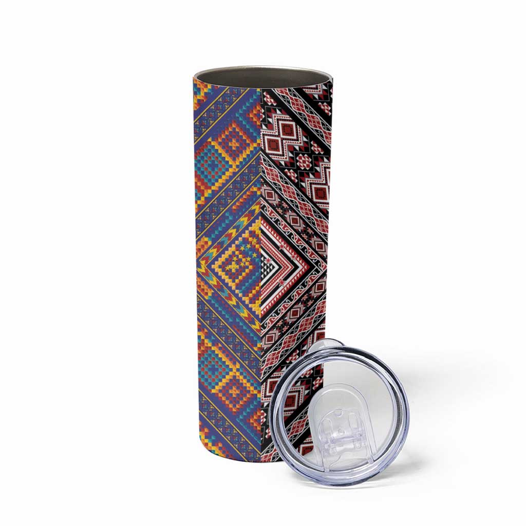 Tuvaluan and New Zealand Culture Skinny Tumbler The Art of Kolose and Taniko LT03 - Polynesian Pride