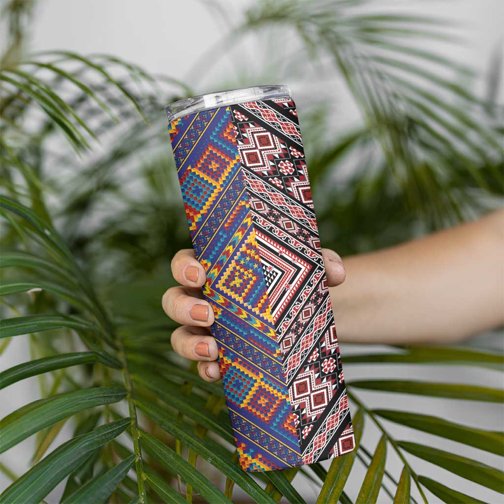 Tuvaluan and New Zealand Culture Skinny Tumbler The Art of Kolose and Taniko LT03 - Polynesian Pride