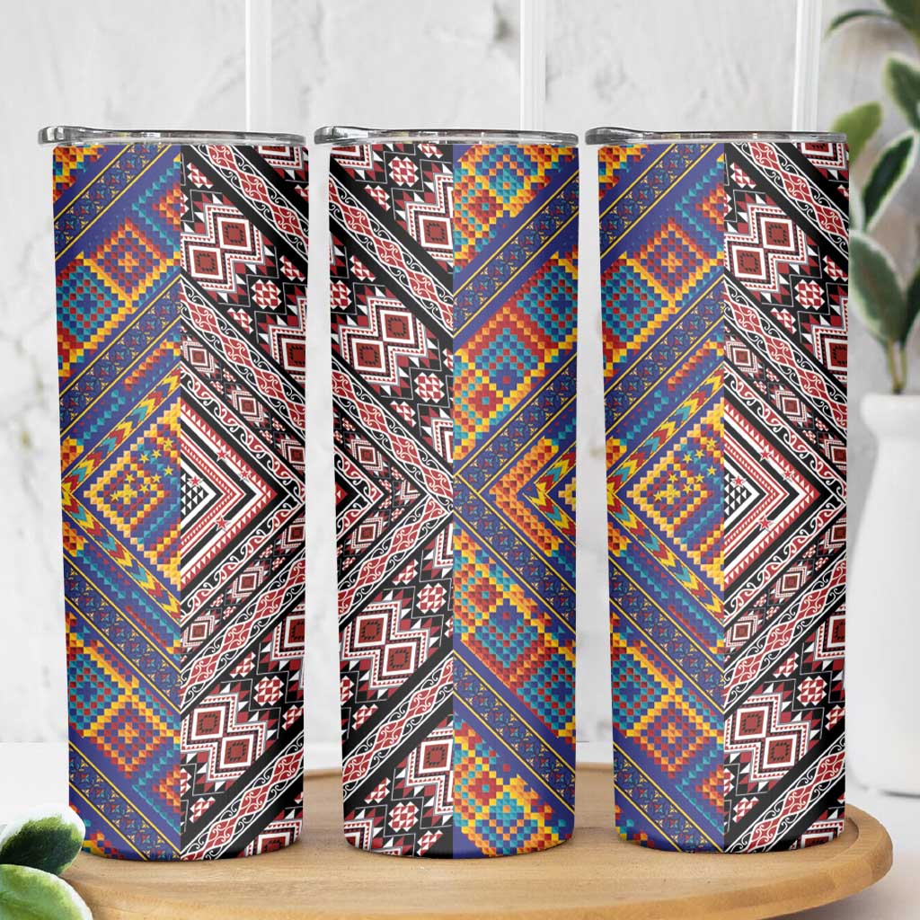 Tuvaluan and New Zealand Culture Skinny Tumbler The Art of Kolose and Taniko LT03 - Polynesian Pride