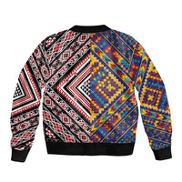 Tuvaluan and New Zealand Culture Sleeve Zip Bomber Jacket The Art of Kolose and Taniko LT03 - Polynesian Pride