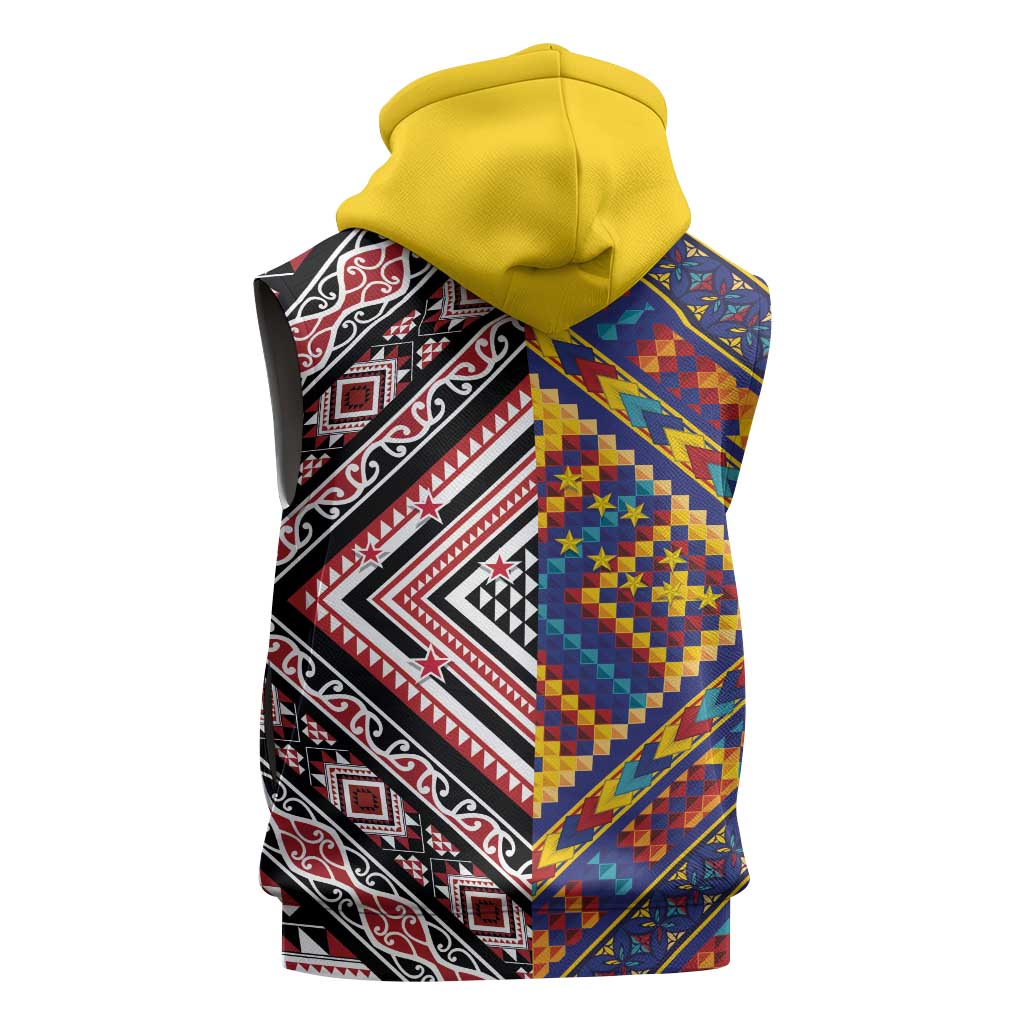Tuvaluan and New Zealand Culture Sleeveless Hoodie The Art of Kolose and Taniko LT03 - Polynesian Pride