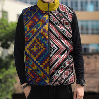 Tuvaluan and New Zealand Culture Sleeveless Puffer Jacket The Art of Kolose and Taniko LT03 - Polynesian Pride