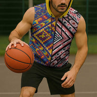 Tuvaluan and New Zealand Culture Sleeveless Zip Hoodie The Art of Kolose and Taniko LT03 - Polynesian Pride