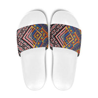 Tuvaluan and New Zealand Culture Slide Sandals The Art of Kolose and Taniko LT03 Navy - Polynesian Pride