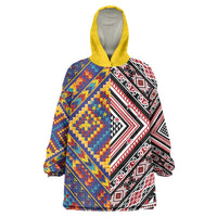 Tuvaluan and New Zealand Culture Wearable Blanket Hoodie The Art of Kolose and Taniko LT03 One Size Navy - Polynesian Pride
