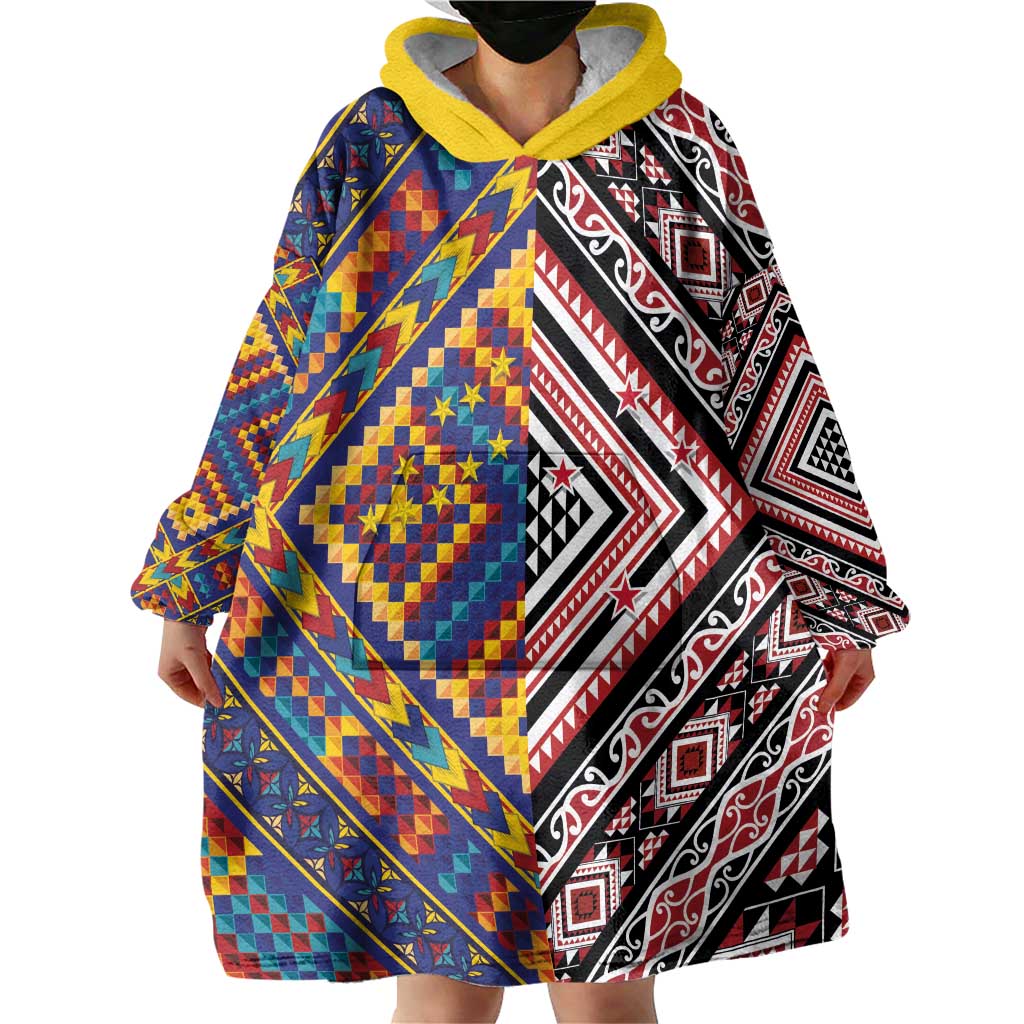 Tuvaluan and New Zealand Culture Wearable Blanket Hoodie The Art of Kolose and Taniko LT03 - Polynesian Pride