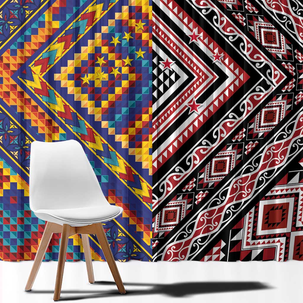 Tuvaluan and New Zealand Culture Window Curtain The Art of Kolose and Taniko LT03 - Polynesian Pride