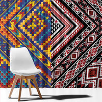 Tuvaluan and New Zealand Culture Window Curtain The Art of Kolose and Taniko LT03 - Polynesian Pride