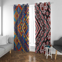 Tuvaluan and New Zealand Culture Window Curtain The Art of Kolose and Taniko LT03 With Grommets Navy - Polynesian Pride