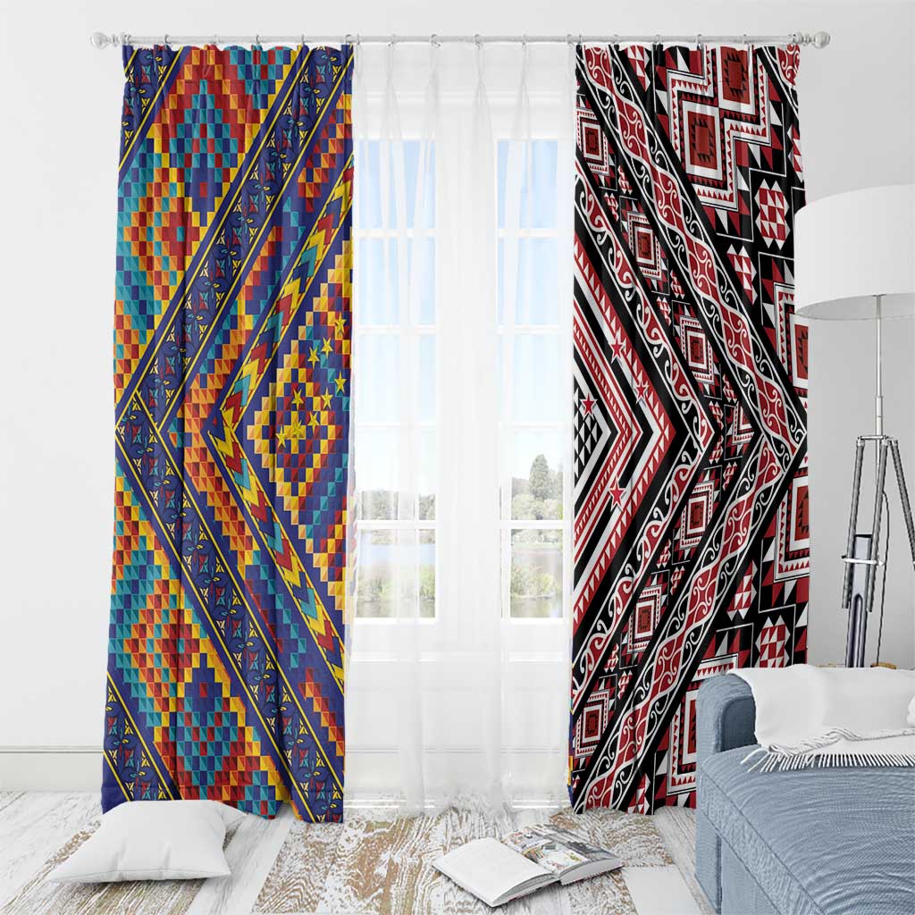 Tuvaluan and New Zealand Culture Window Curtain The Art of Kolose and Taniko LT03 - Polynesian Pride