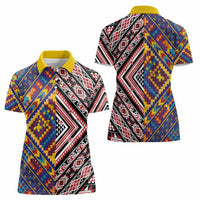 Tuvaluan and New Zealand Culture Women Polo Shirt The Art of Kolose and Taniko LT03 - Polynesian Pride