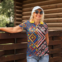 Tuvaluan and New Zealand Culture Women Polo Shirt The Art of Kolose and Taniko LT03 - Polynesian Pride
