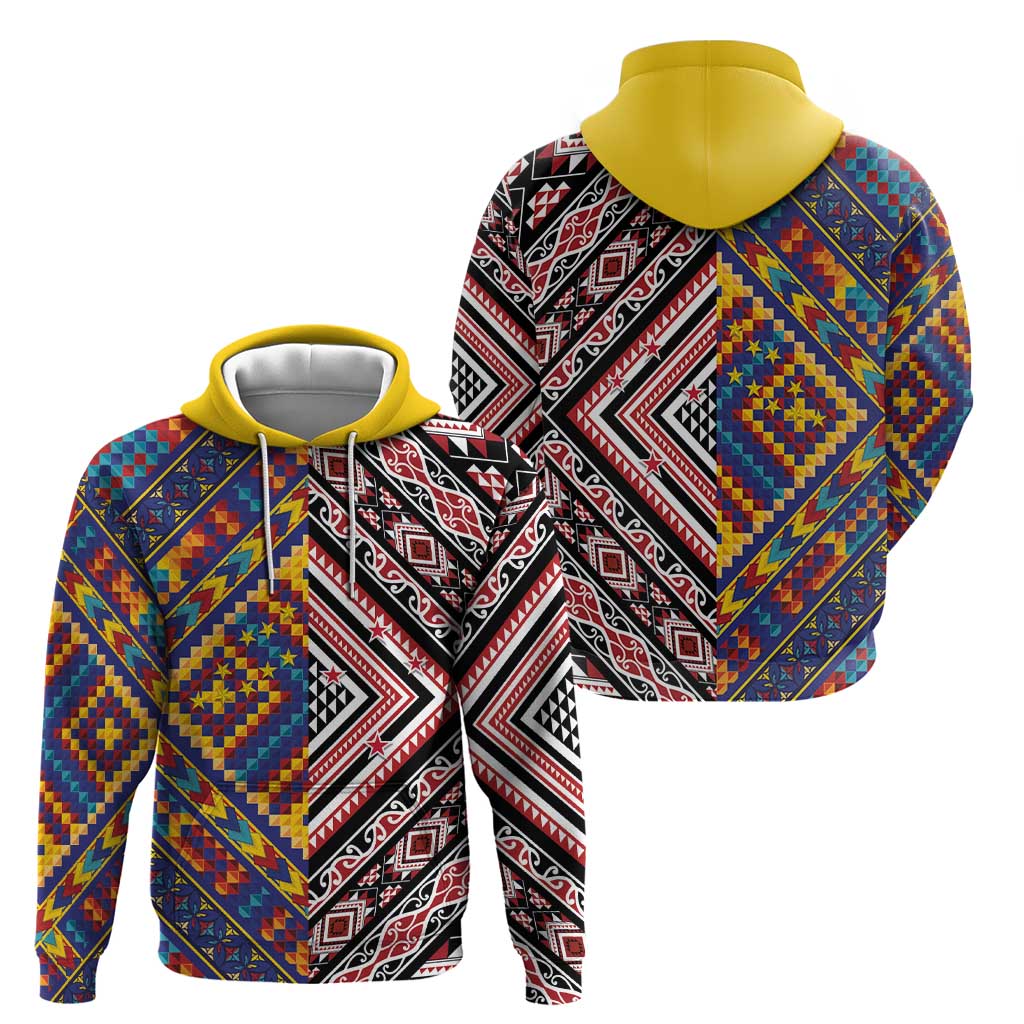 Tuvaluan and New Zealand Culture Zip Hoodie The Art of Kolose and Taniko LT03 - Polynesian Pride