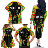 Personalised Vanuatu Running Family Matching Off The Shoulder Long Sleeve Dress and Hawaiian Shirt Footprint and Hibiscus Polynesian Style LT03 - Polynesian Pride