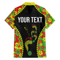 Personalised Vanuatu Running Family Matching Off The Shoulder Long Sleeve Dress and Hawaiian Shirt Footprint and Hibiscus Polynesian Style LT03 - Polynesian Pride