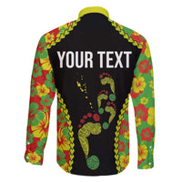 Personalised Vanuatu Running Family Matching Off Shoulder Short Dress and Hawaiian Shirt Footprint and Hibiscus Polynesian Style LT03 - Polynesian Pride