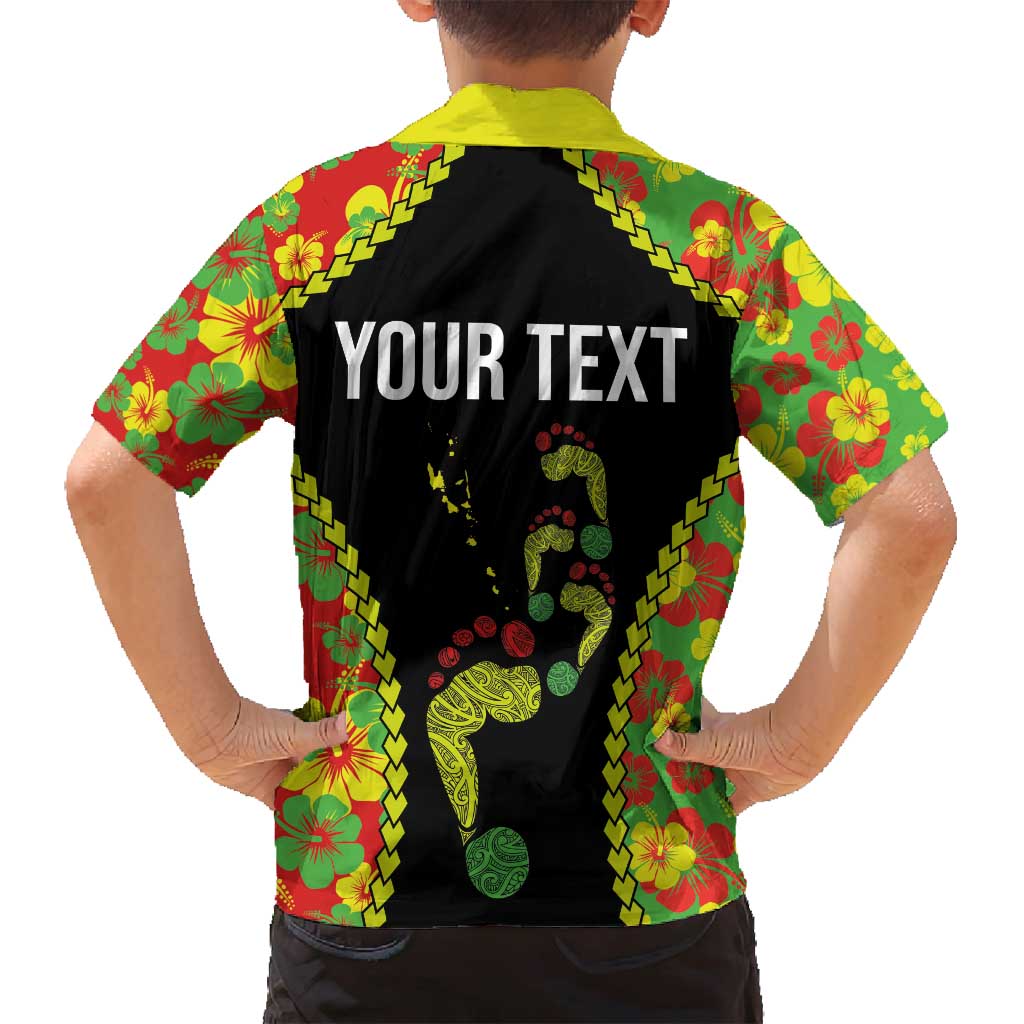 Personalised Vanuatu Running Family Matching Tank Maxi Dress and Hawaiian Shirt Footprint and Hibiscus Polynesian Style LT03 - Polynesian Pride