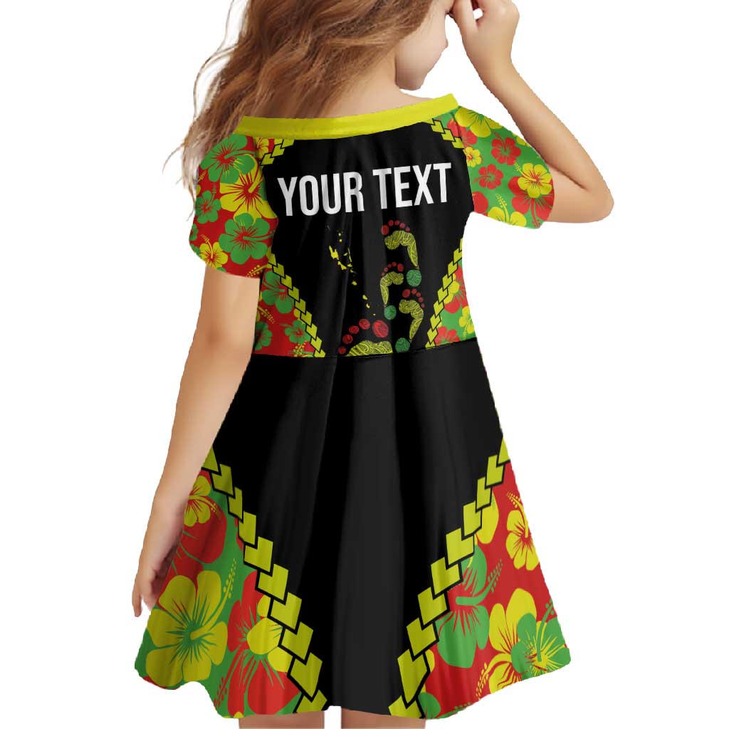 Personalised Vanuatu Running Family Matching Tank Maxi Dress and Hawaiian Shirt Footprint and Hibiscus Polynesian Style LT03 - Polynesian Pride