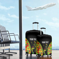 Personalised Vanuatu Running Luggage Cover Footprint and Hibiscus Polynesian Style