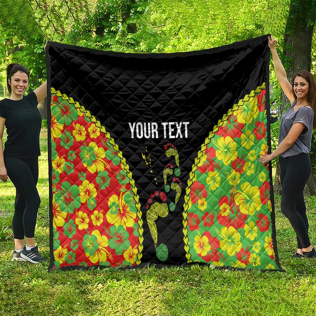 Personalised Vanuatu Running Quilt Footprint and Hibiscus Polynesian Style