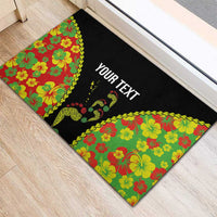 Personalised Vanuatu Running Rubber Doormat Footprint and Hibiscus Polynesian Style