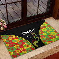 Personalised Vanuatu Running Rubber Doormat Footprint and Hibiscus Polynesian Style