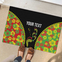 Personalised Vanuatu Running Rubber Doormat Footprint and Hibiscus Polynesian Style
