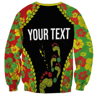 Personalised Vanuatu Running Sweatshirt Footprint and Hibiscus Polynesian Style