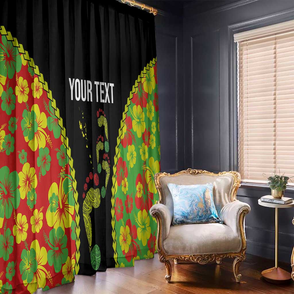 Personalised Vanuatu Running Window Curtain Footprint and Hibiscus Polynesian Style