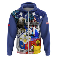Filipino American History Month Hoodie Filipino Coat Of Arms and American Eagle Splash Style LT03 Zip Hoodie Blue - Polynesian Pride