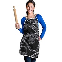 Hawaiian Kakau Art and Hisbiscus Tattoo Apron Tribal Pattern-Silver Style - Polynesian Pride
