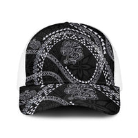 Hawaiian Kakau Art and Hisbiscus Tattoo Baseball Net Cap Tribal Pattern-Silver Style - Polynesian Pride