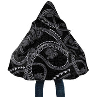 Hawaiian Kakau Art and Hisbiscus Tattoo Cloak Tribal Pattern-Silver Style LT03 Unisex Black - Polynesian Pride