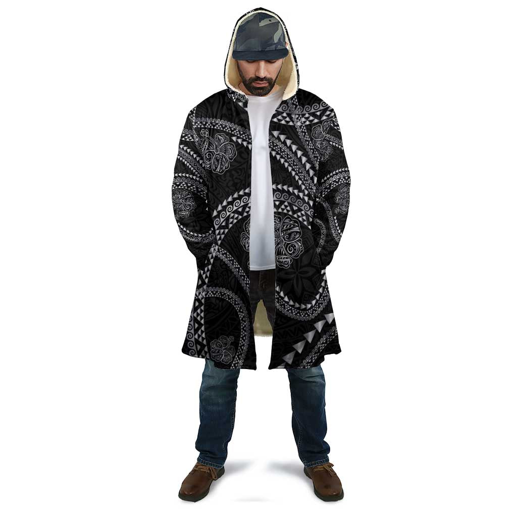 Hawaiian Kakau Art and Hisbiscus Tattoo Cloak Tribal Pattern-Silver Style LT03 - Polynesian Pride