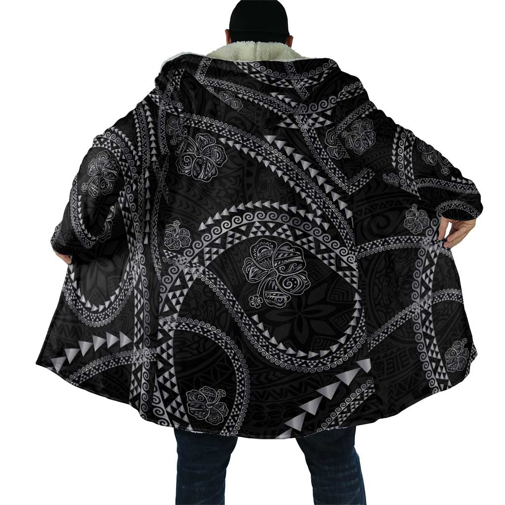 Hawaiian Kakau Art and Hisbiscus Tattoo Cloak Tribal Pattern-Silver Style LT03 - Polynesian Pride
